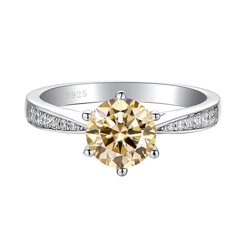 1 quilates 2 quilates de piedra de mosaico 925 plata esterlina pt950 anillo femenino con seis garras fabricantes Zhou suministro directo