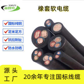 森普特 国标铜芯电缆YZ-3*2.5 4平方防水电缆 通用橡套软电缆