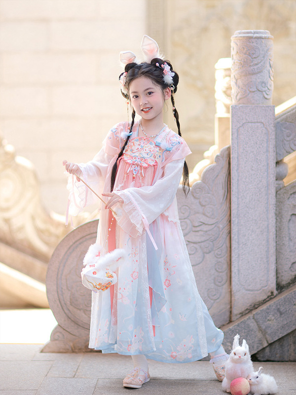 汉服女童小嫦娥国风春秋新款超仙中秋襦裙唐装儿童女孩古装连衣裙|undefined