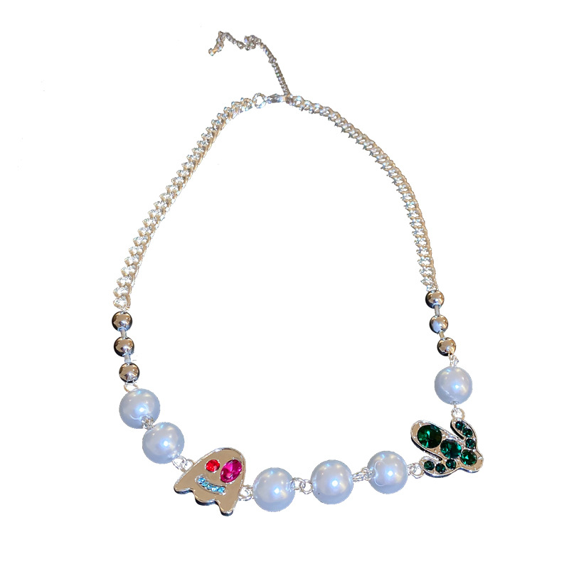 Halloween Devil Cactus Pearl Crystal Collarbone Necklace European And American Hip Hop Personality Temperament Senior Collars For Women Accessories_voghion.com