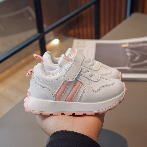 Children's sneakers 2024 spring and autumn children's two-stripe sneakers breathable 1-6 years old soft-soled sneakers for boys and girls