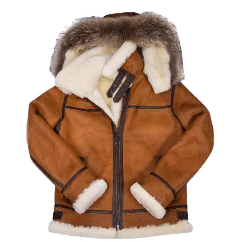 Winter suède bont geïntegreerde warme jas, gecombineerde casual rits herenjas_voghion.com