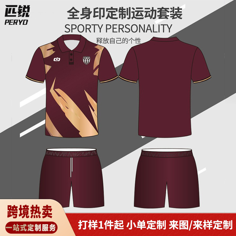 Cross-Border Full-Body Customized Polo Shirt Suit Men's Sublimation Sports Printed Golf Jersey Cultural Shirt Quick-Drying Short-Sleeved