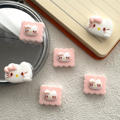 卡通亮麵餅乾食玩貓頭KT樹脂配件DIY奶油膠手機髮夾貼片鞋扣配件
