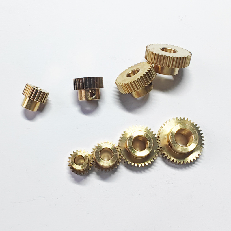 0.4模20/25/35/40齿台阶圆柱直齿轮0.4M金属带底座传动黄铜齿轮
