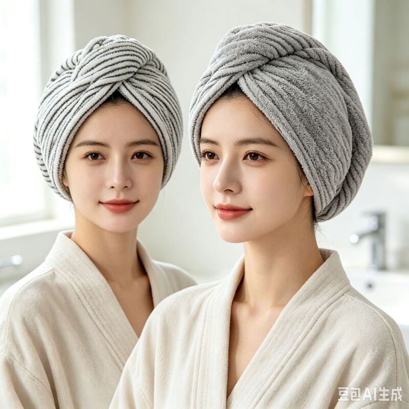 Striped Bamboo Charcoal Fiber Dry Hair Cap, Coral Fleece Shower Cap, Absorbent Hair Towel, Dry Hair Towel Wrap, Hair Care Quick-Dry Towel Striped Bamboo Charcoal Fiber Dry Hair Cap, Coral Fleece Shower Cap, Absorbent Hair Towel, Dry Hair Towel Wrap, Hair Care Quick-Dry Towel