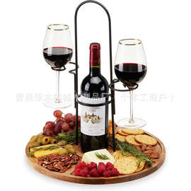奶酪木炭板配件葡萄酒装饰金合欢木收纳木制托盘桌面手提木盘