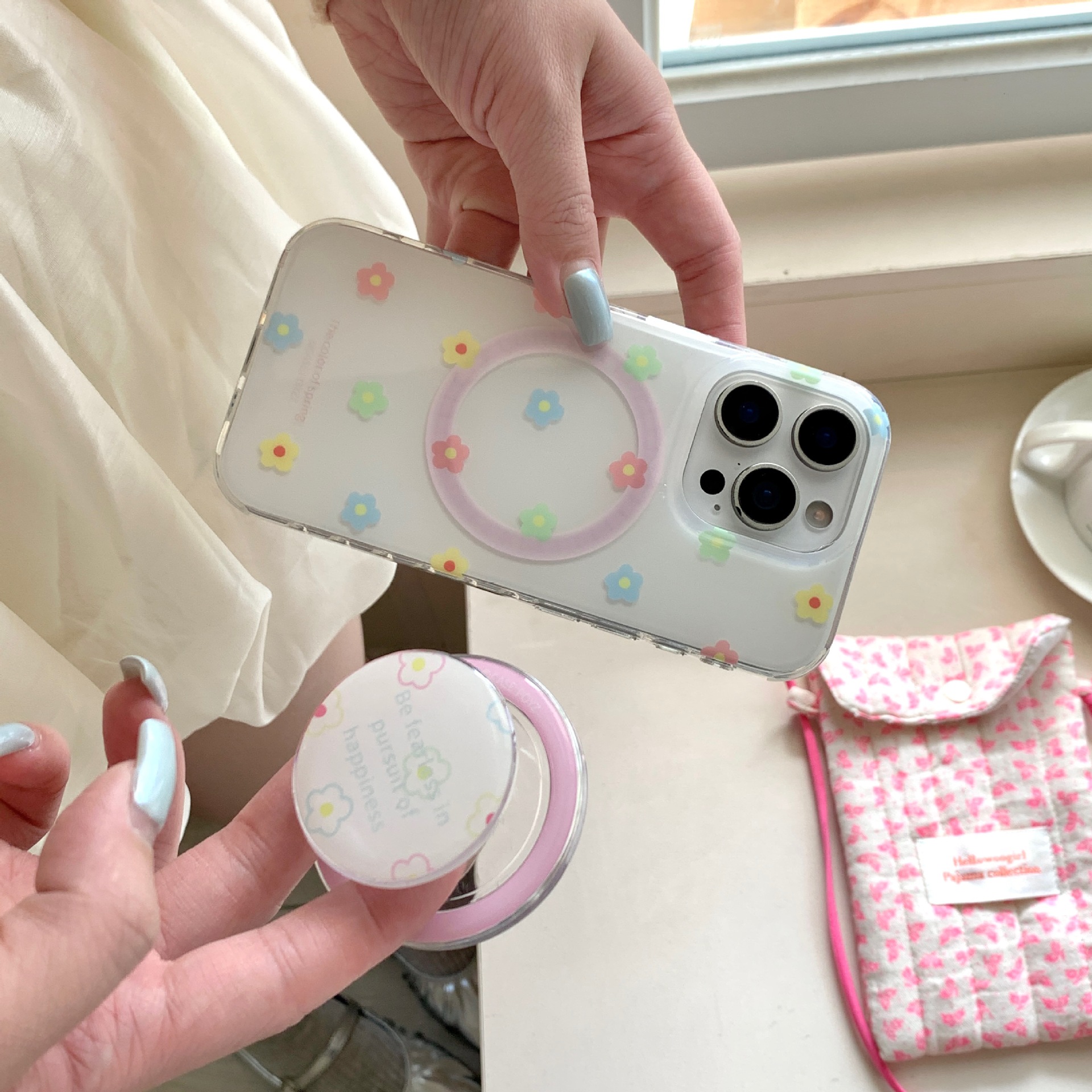 Flores de color de verano para Apple 16ProMax funda para teléfono móvil 15Pro magnético 14/13 Nuevo 15PM Pareja 16