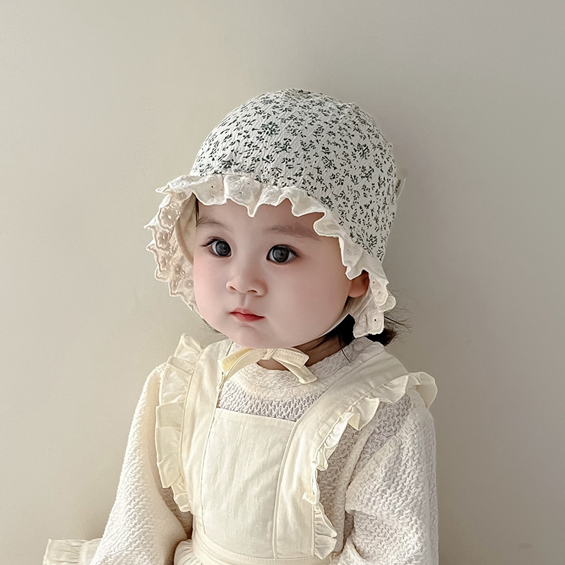 Sombrero de la corte infantil primavera y otoño gorro de princesa de flores cortas encantador versátil para bebés protectoras de oídos sombrero de protección solar