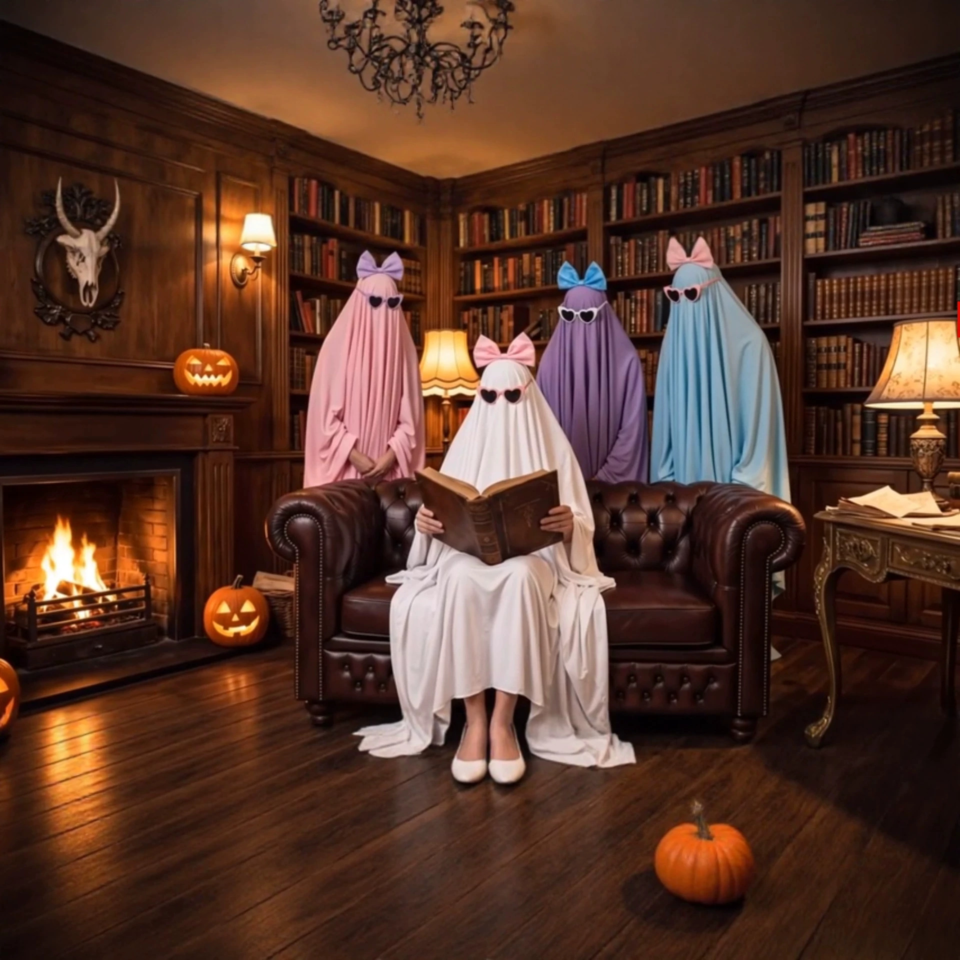 New Ghost Adult Cape Children's Halloween Ghost Costume Boys' Outfit Parent-Child Performance T Decoration White Ghost