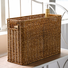 Japanese-style grass-woven magazine basket storage basket woven basket rectangular storage basket organization basket
