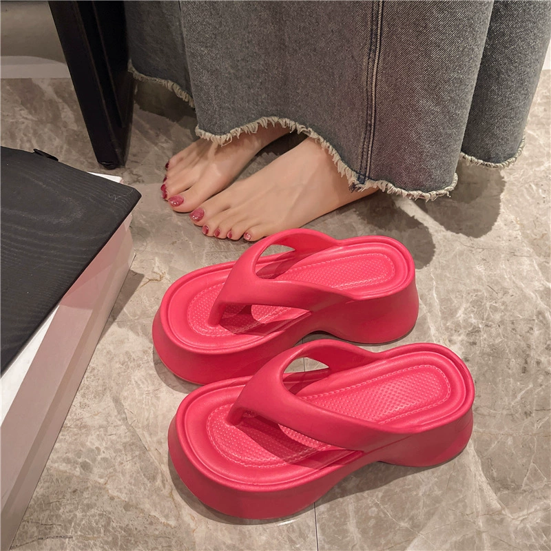 Flip flops platform, summer slippers, trend footwear, fashionable slide, Korean style, soft sole