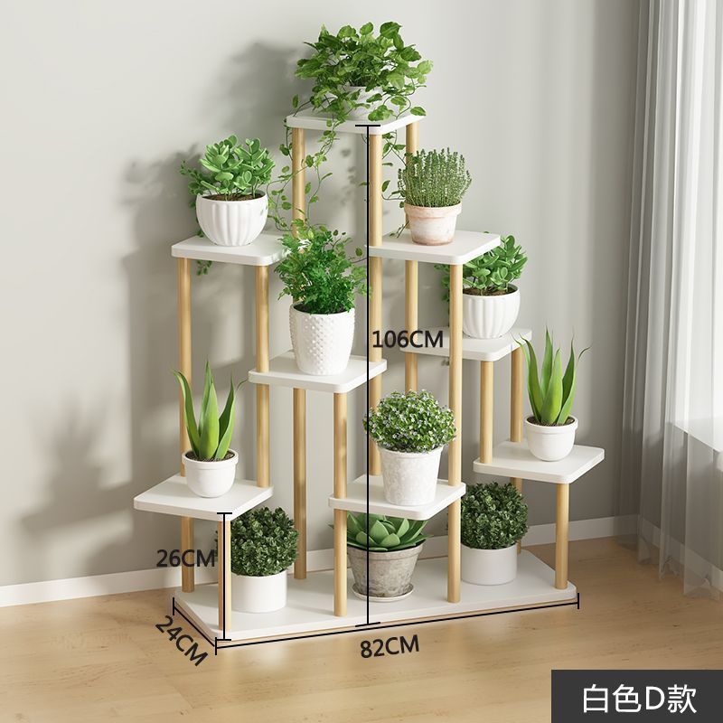 Estante de flores interior tipo piso simple balcón estante de almacenamiento multicapa de plantas suculentas de lujo ligeras estante de maceta de flores