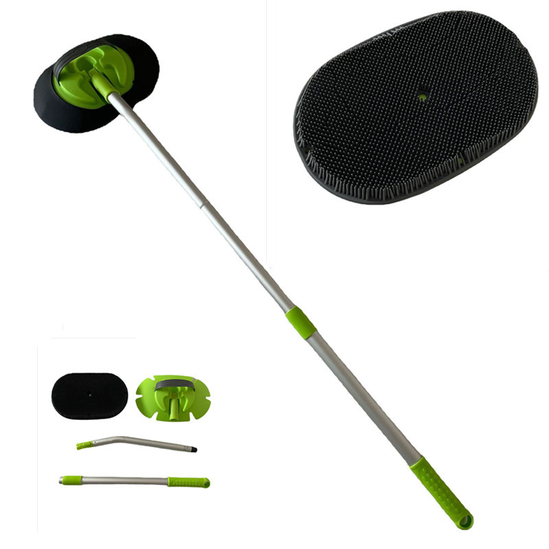 亚马逊 拼接伸缩铝杆弯杆硅胶洗车拖把 洗车神器 家用硅胶清洁刷