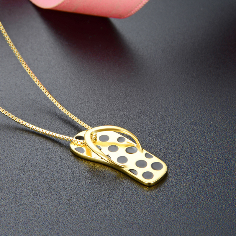 Diseño creativo estampado de leopardo zapatillas colgante europeo y americano exagerado s925 plata goteo clavícula cadena collar moda para las mujeres