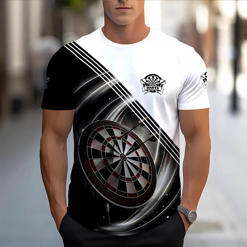 Foreign Trade Amazon New Summer Men's Short-Sleeve Dart Target Round-Neck Top with 3D Digital Printing, Direct from Factory