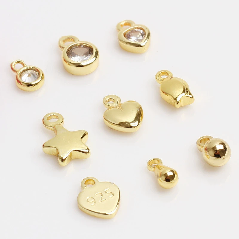 14-каратный пакет золотой цвет цвет любовь подвеска микро-инкрустированный циркон diy ювелирные аксессуары браслет капли воды хвост подвеска подвеска