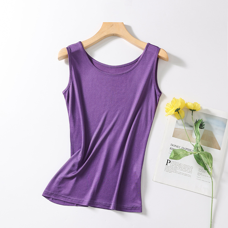 Yoyue verano transpirable frío de seda de mora sin mangas de punto camisa de fondo más tamaño camisola de seda de las mujeres comercio exterior