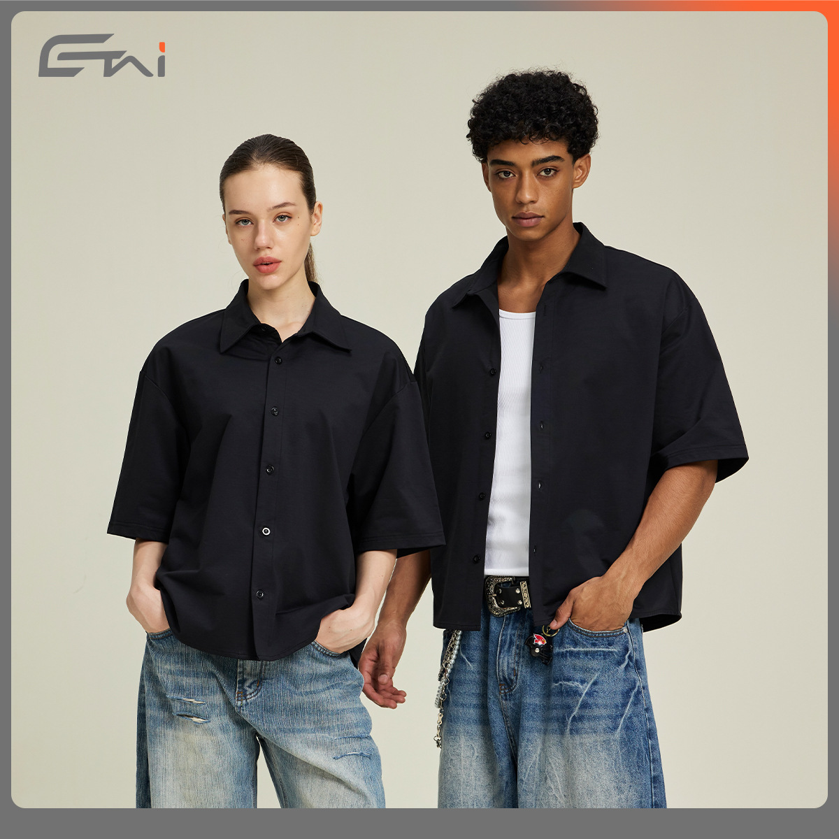 ETAI para hombre | Camisa de manga corta con rebeca de solapa de alta calidad transfronteriza Camisa boxy de alta calidad tejida de imitación de marca de moda