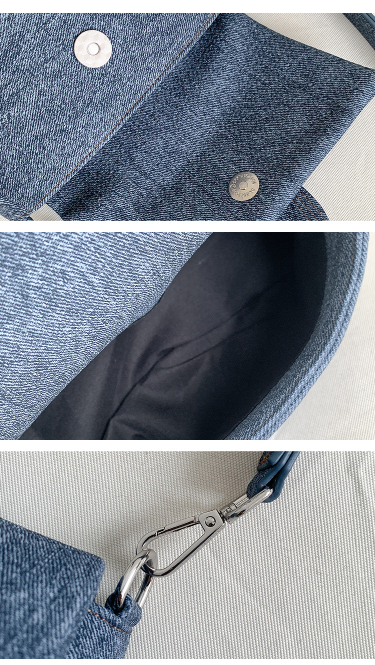 Nuova versione coreana del denim con effetto invecchiato di alta qualità, spalla singola da donna, design di nicchia, ascella in pelle PU_voghion.com