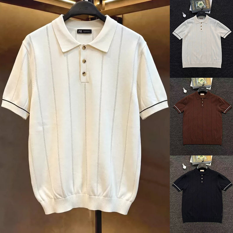 Camisas de polo de manga corta, camisetas de punto, camisetas comerciales anti rayas, hielo, fábrica de verano transfronteriza al por mayor