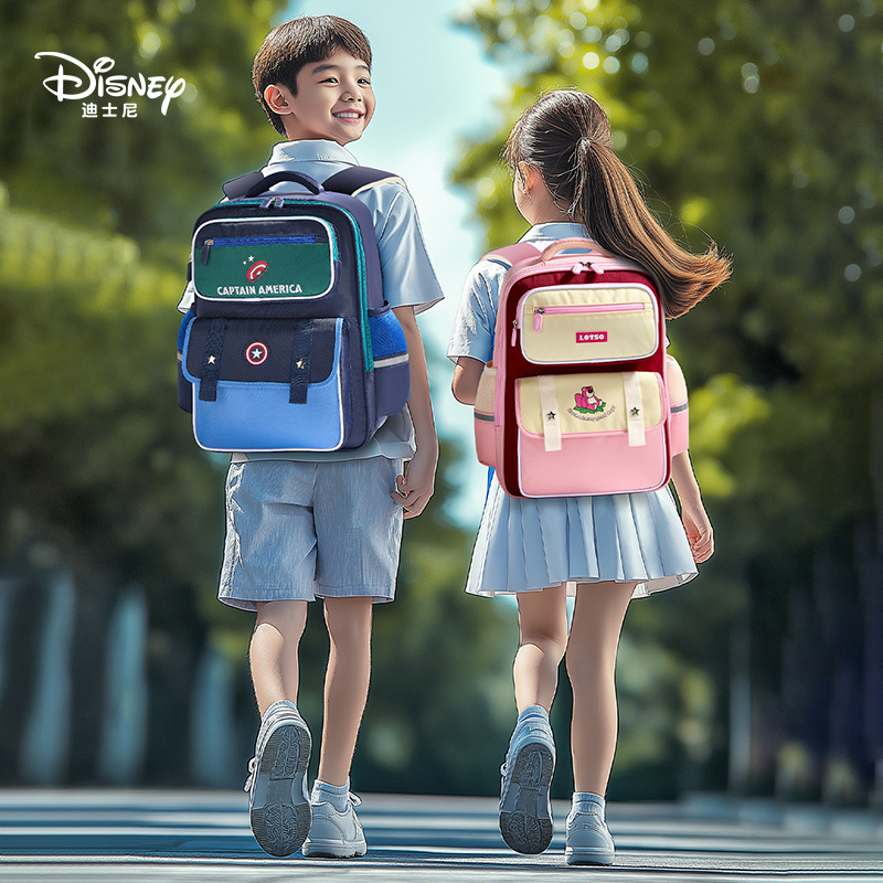 Disney Kidsren's Schoolbags, Spine Protection and Burden Reduction, 1-3 Grade Primary School Students' Backpacks, Boys and Girls' Large-Capacity Backpacks