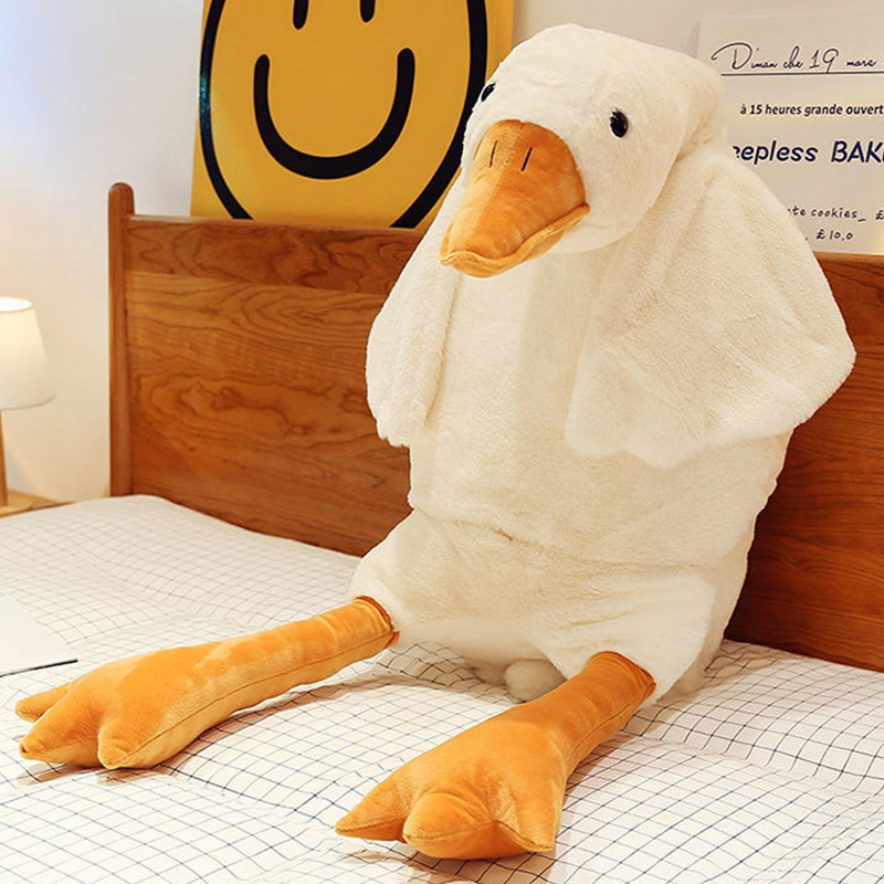 Internet Celebrity nuevo gran ganso blanco almohada largo acostado dormir muñeca niños regalo de la muchacha grande ganso peluche juguete