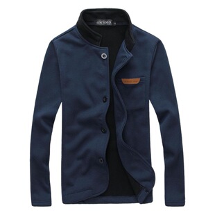 2020 stand collar cardigan leather standard sweater men's simple coat autumn 9955