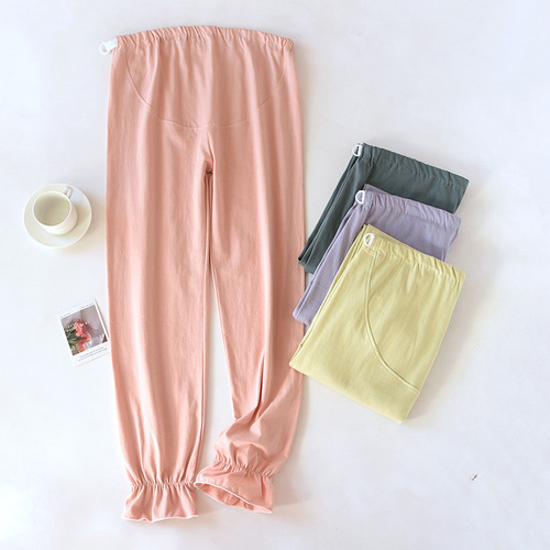 Spring and Autumn New Pure Cotton Pregnant Women's Pants, Long Pants, Summer Thin Style, Pre-pregnancy and Post-pregnancy Pants, Loose and Adjustable Home Pants