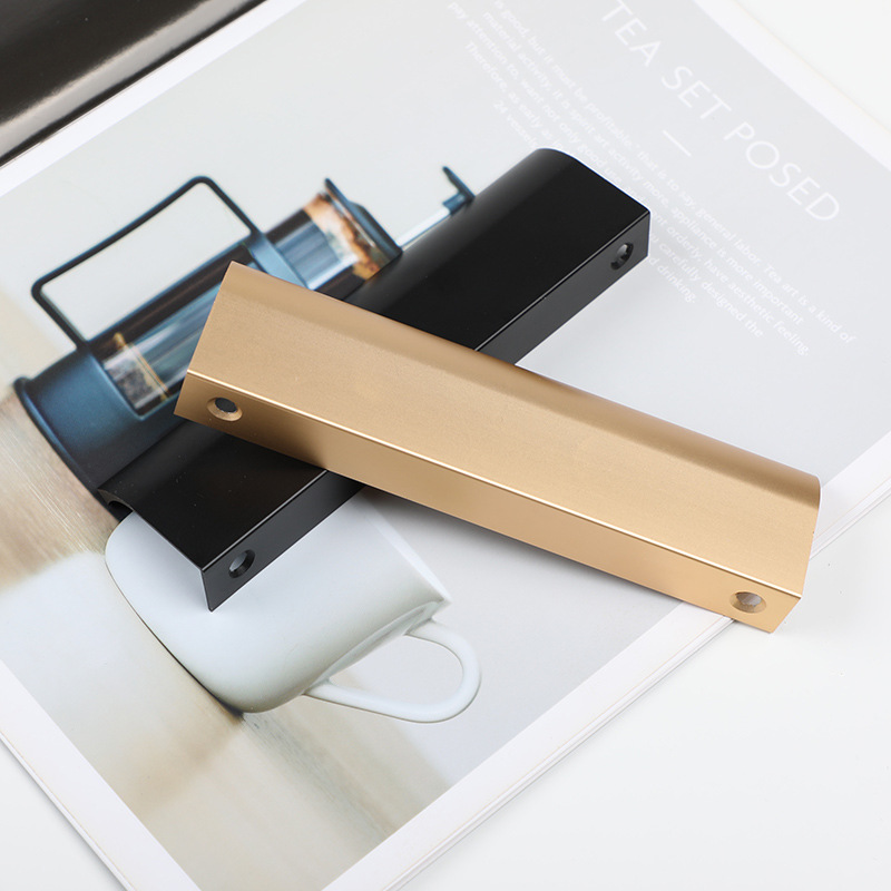 No punching extended drawer cabinet door edge sealing handle modern simple invisible black handle cabinet wardrobe handle