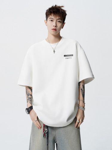 American letter print T-shirt for men, summer high street loose casual couple short-sleeve trendy brand versatile round neck T-shirt top