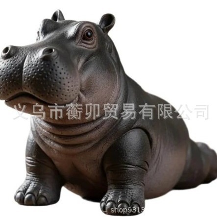 跨境新品Yoga Hippopotamus Statue 瑜伽河马雕像家居装饰摆件|undefined