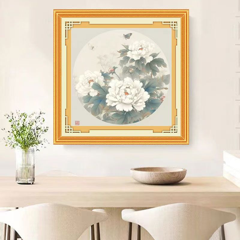 Mona Lisa real bordado cruzado peonía blanca peonía china dibujo de bordado cruzado simple a mano 10 bordado no completo image 3