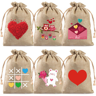 2025 New Christmas Linen Drawstring Pocket Halloween Decorative Bag Valentine's Day Gift Packaging Bag Party Gift Bag