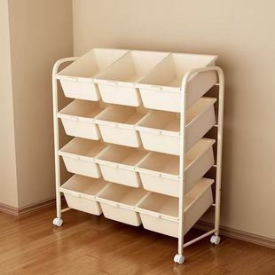 Household Toy Storage Rack Kidsren's Book Rack Baby Painting Book Floor-Standing Storage Rack Mobile Cart