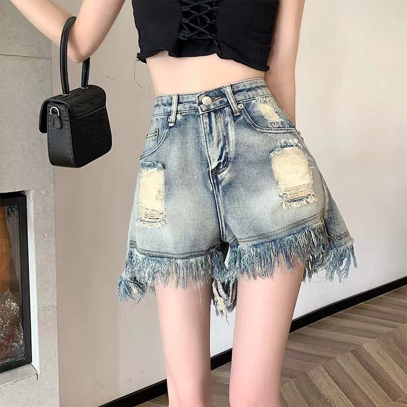 Джинсовая юбка, шорты, летние брюки, plus size, высокая талия, oversize, свободный прямой крой, А-силуэт