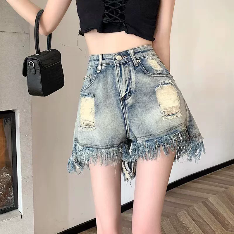 Джинсовая юбка, шорты, летние брюки, plus size, высокая талия, oversize, свободный прямой крой, А-силуэт