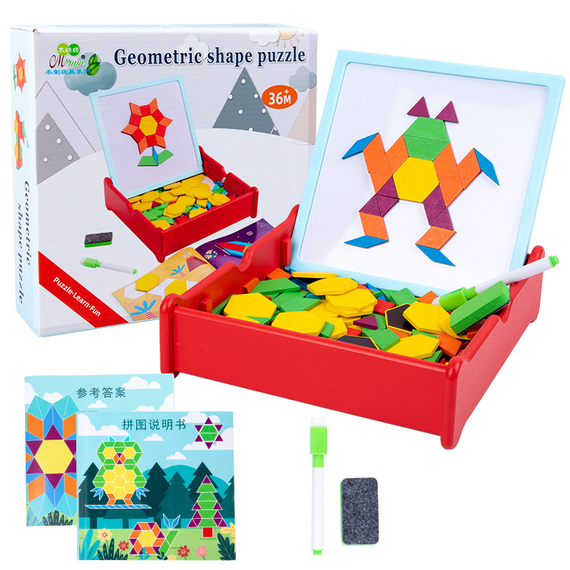 Puzzles para niños Puzzles de geometría Puzzles de madera Bloques de construcción manuales Concentración cerebral Juguetes para niños de 3 a 6 años