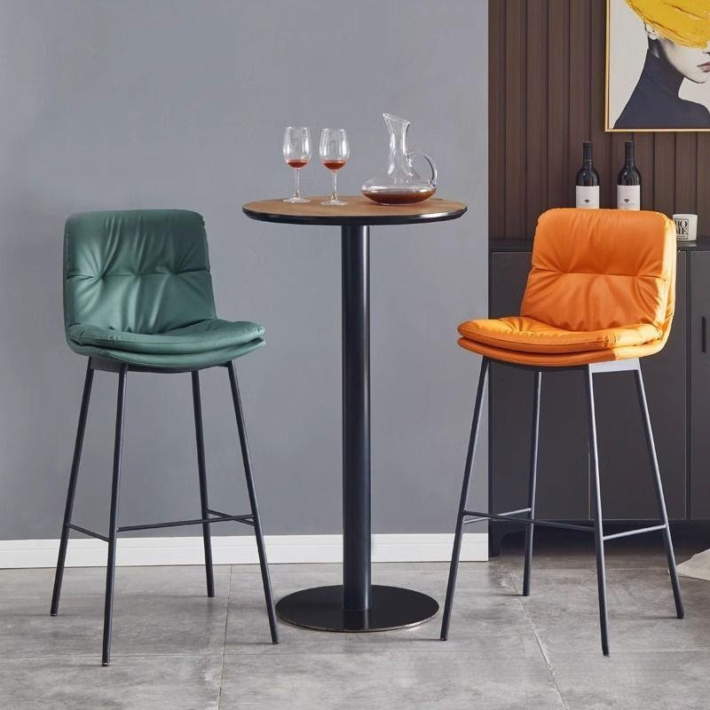 Bar High Stool Light Luxury High-End Nordic Fashion Bar Iron Bar Stool Modern Simple Front Desk Backrest Bar Chair