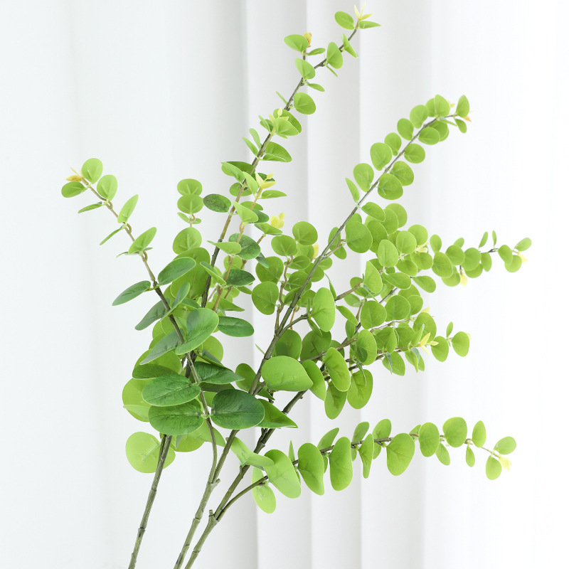 Hojas de eucalipto artificiales táctiles, decoración para hogar y mesa, plantas verdes de imitación, suministro al por mayor