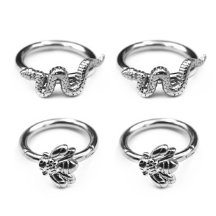 Factory direct 316 stainless steel snake nose ring casting interface ring nose ring piercing jewelry bee earrings