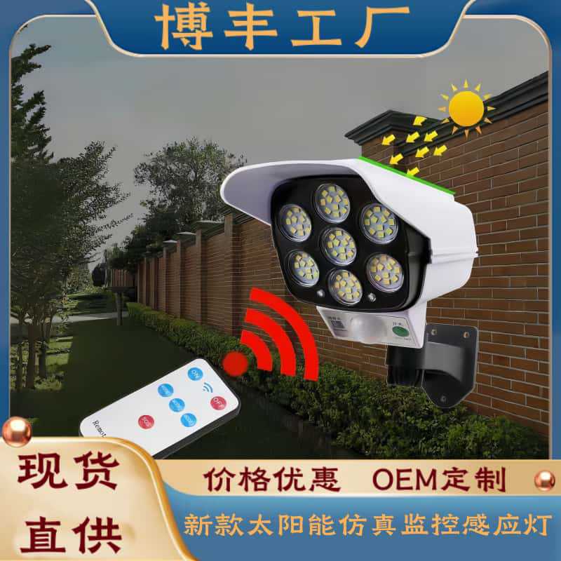 새로운 태양 주도 유도 벽 램프 강한 빛 도둑 거리 램프 원격 제어 무선 시뮬레이션 모니터링 가짜 카메라
