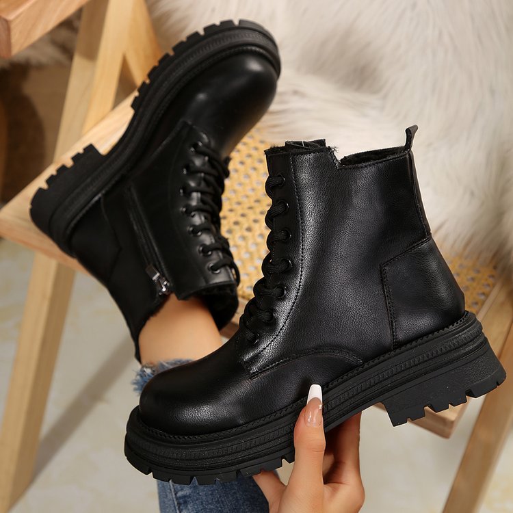 Outono e inverno novo estilo britânico moda sapatos de algodão botas de algodão feminino botas curtas explosivas_voghion.com
