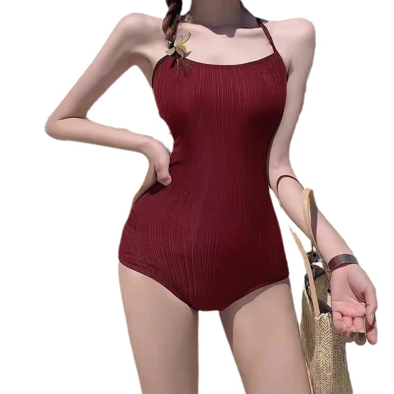 HURUN Beach Seaside verano traje de baño apretado que cubre el vientre de las mujeres que adelgaza conservador correa sin espalda sexy traje de baño de una pieza