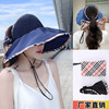 new pattern Sun hat Empty top Visor Sunscreen hat Fisherman hat lady summer Foldable Bag