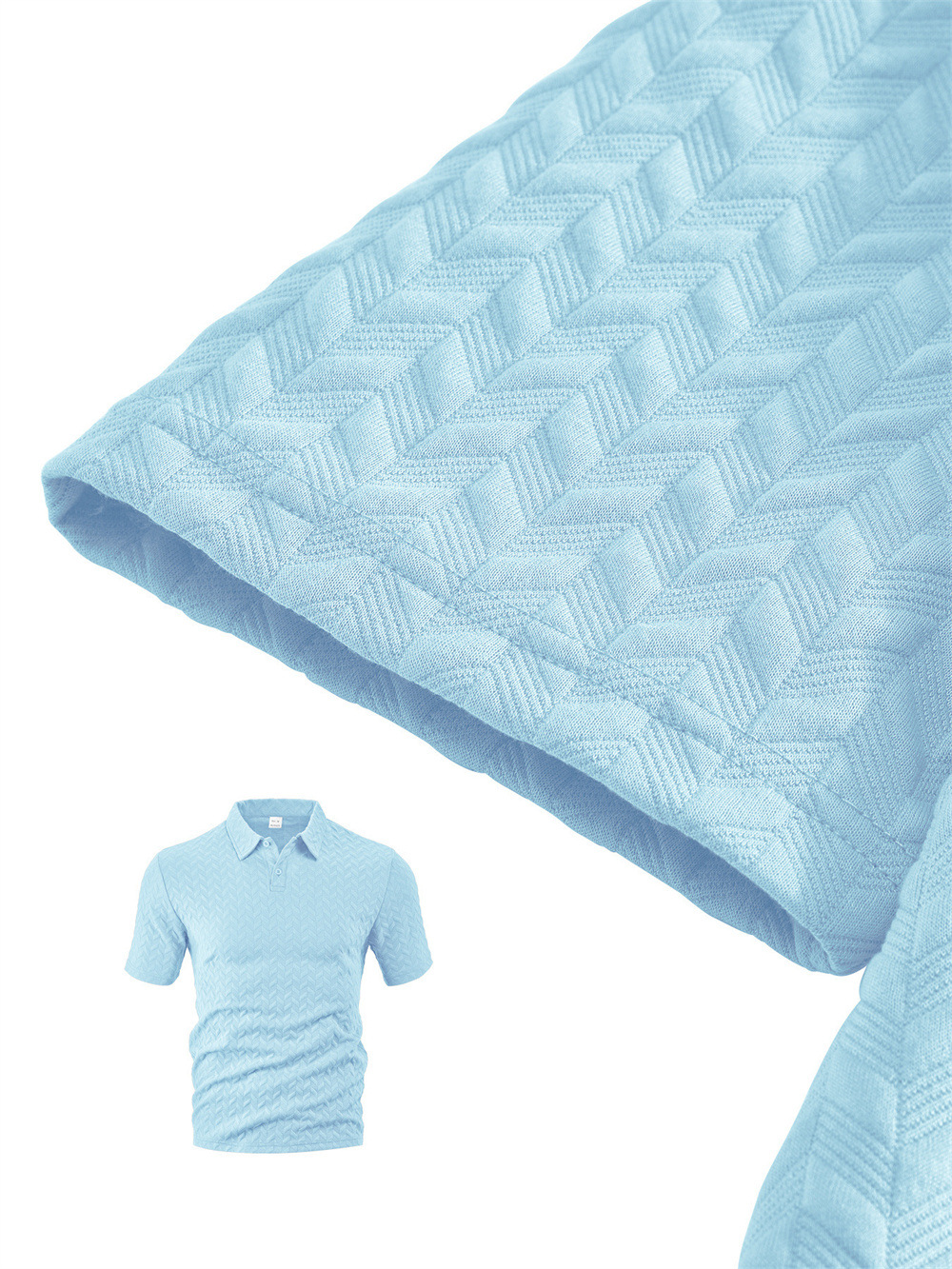 Men's Short Sleeve Polo Shirt Set Jacquard Design Comfort Fit Casual Summer Wear Breathable Polyester Fabric_viptrois.com
