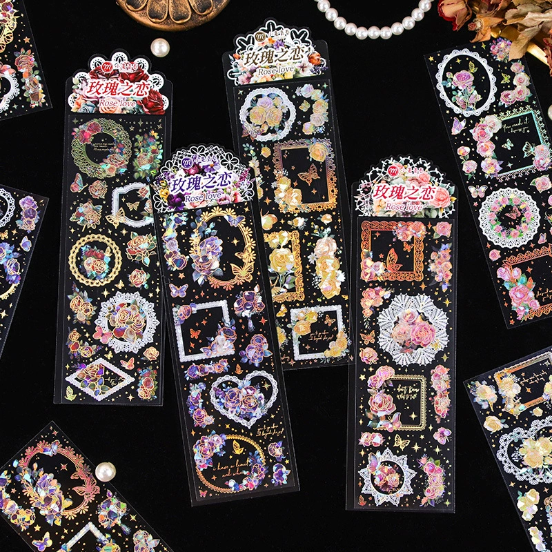 Пшеничная молодежная оболочка световая трехмерная горячая штамповка ручной счет наклейки розы любовь ретро стиль рельефа декоративный ручной счет материал