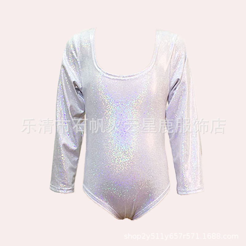 Ropa de rendimiento de manga larga de una pieza calzoncillos Ropa de baile latino con lentejuelas Ropa de práctica de baile Niñas Ropa de competición Fábrica de pelo liso