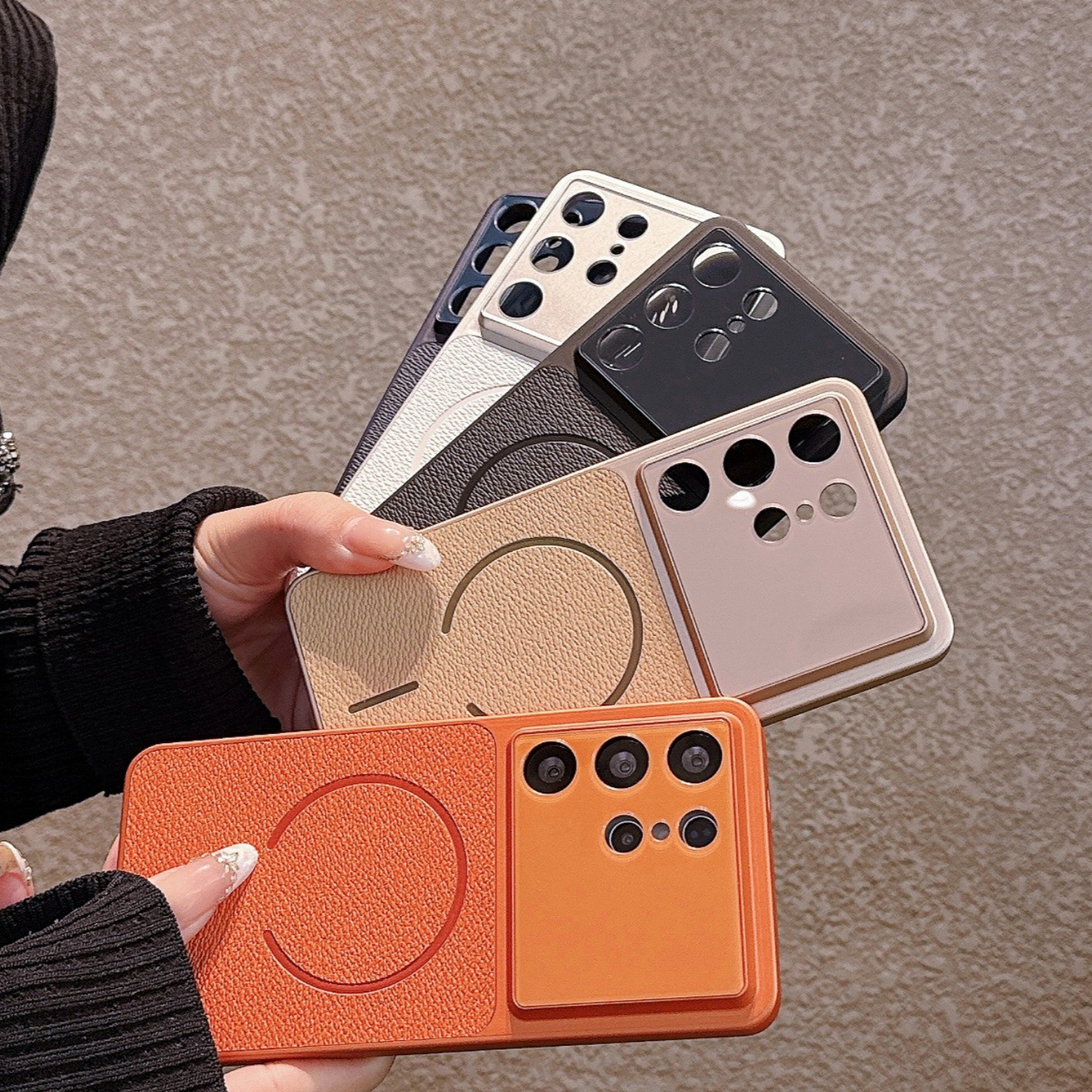 Magnetic Phone Case V-pattern Stylish Protective Cover For Galaxy_voghion.com