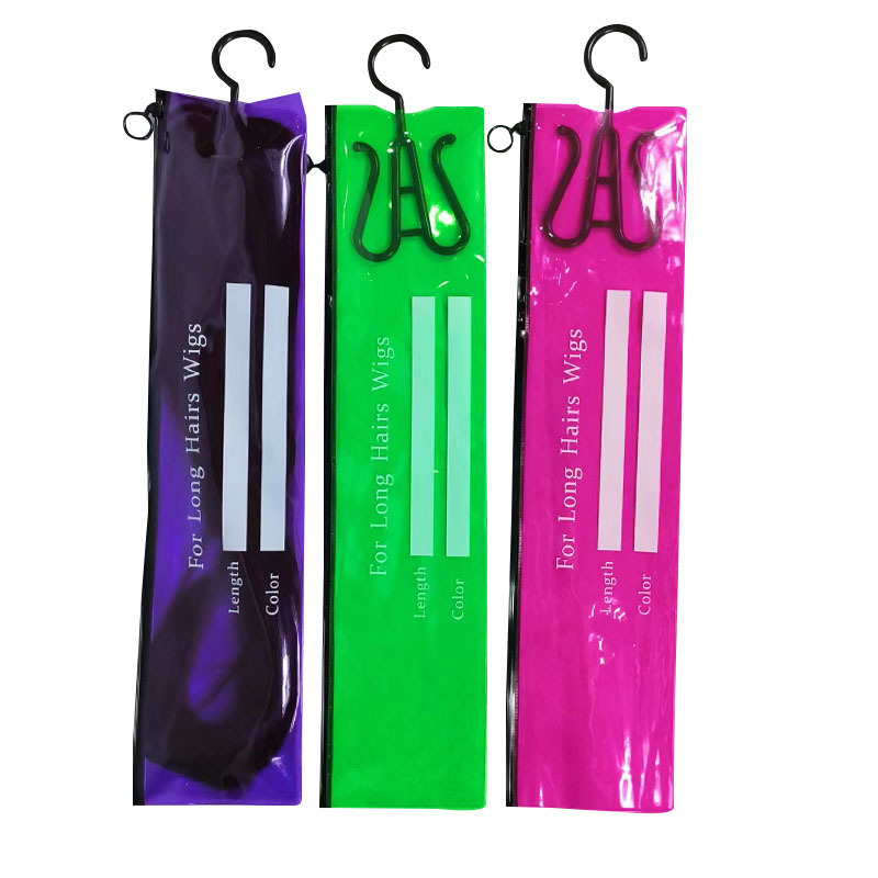 Perucas de color PVC bolsa de polvo, bolsa de cremallera de peluca, bolsa de almacenamiento de plástico de PVC, suministro transfronterizo